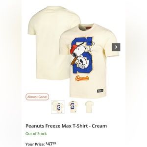 Peanuts T Shirt Cream Size Large Brand New